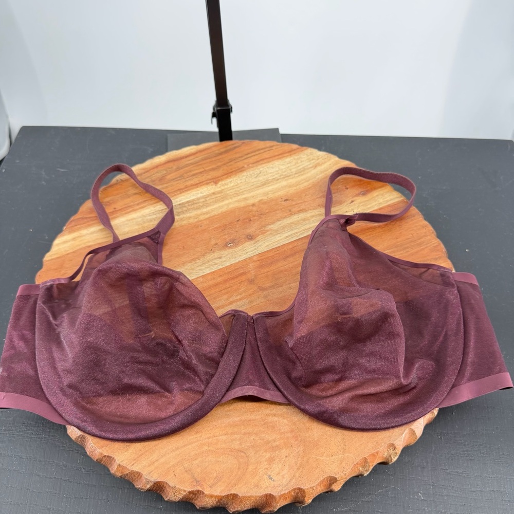 Soma‎ sheer shape full coverage sz 38DD wine colored shimmer sexy bra